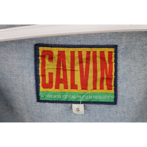 90s Calvin Klein Mens Small Faded Spell Out Denim… - image 8