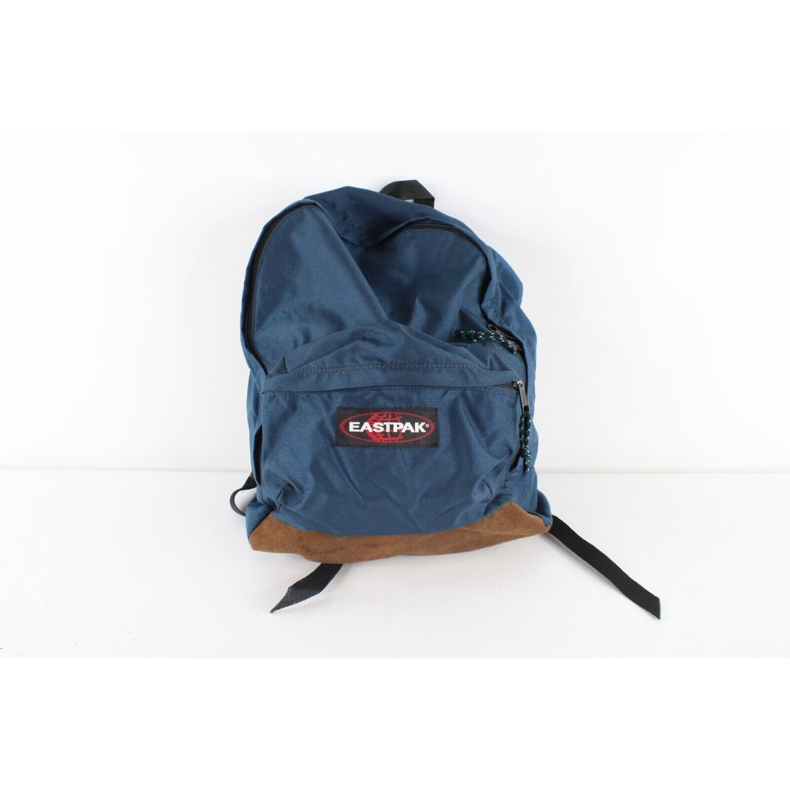90s Eastpak Distressed Spell Out Suede Leather Bottom Backpack Book Bag Vintage Eastpak Book Bag 1990s Leather Bottom Backpack Vintage Etsy