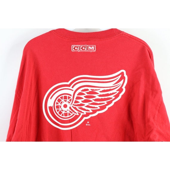 90s CCM Mens XL Faded Spell Out Detroit Red Wings… - image 10
