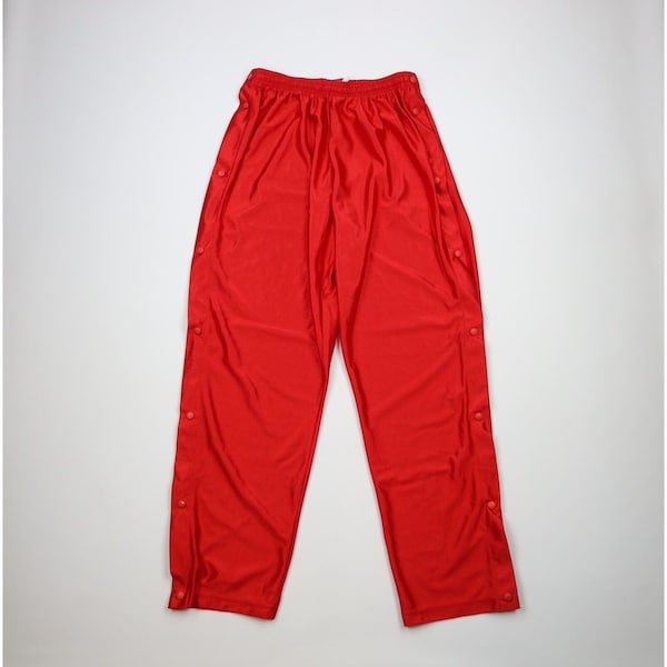 90s Streetwear Mens XL Blank Silky Wide Leg Tearaway Sweatpants Red, Vintage Tearaway Pants, 1990s Basketball Warm Up Pants, Vintage Pnats