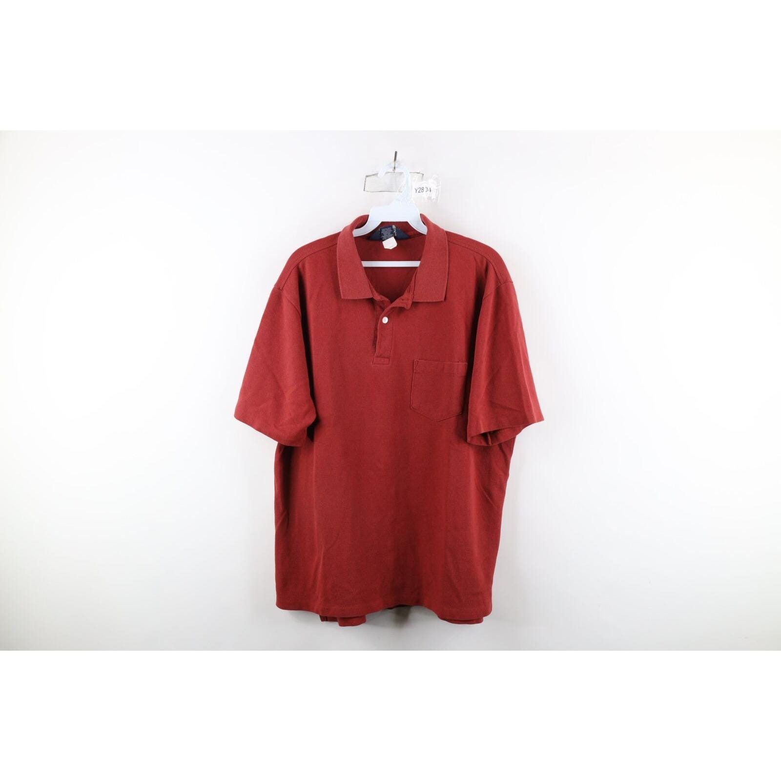 90s Lands End Mens Large Faded Pique Cotton Pocket Polo Shirt Red USA, Vintage Lands End Golf Polo, 1990s Golfing Polo Shirt, Vintage Polo