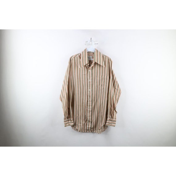 50s 60s Streetwear Mens Large Rainbow Striped Col… - image 1