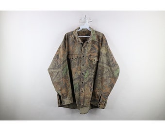 Chemise boutonnée camouflage épaisse Streetwear pour homme 2XL des années 90, USA, chemise boutonnée camouflage vintage, chemise Camouflage épaisse des années 90