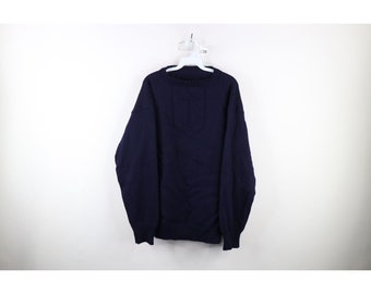 Streetwear des années 70 pour homme 44 épais en tricot de laine ancre de bateau pull, pull vintage ancre de bateau lourd, pull en tricot de laine des années 1970