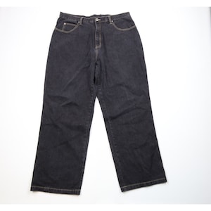 2000s Black Rocawear Jeans With Brown Contrast Stiching 2000s Black Rocawear Jeans With Brown Contrast Stiching