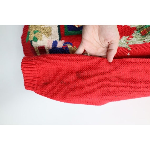 90s Streetwear Womens Large Hand Knit Christmas B… - image 9