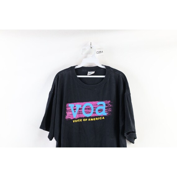 90s Streetwear Mens XL Faded Spell Out VOA Voice … - image 2