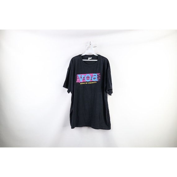 90s Streetwear Mens XL Faded Spell Out VOA Voice … - image 1