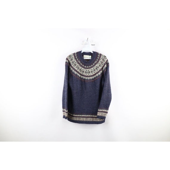 90s Streetwear Womens Medium Fair Isle Wool Blend… - image 1