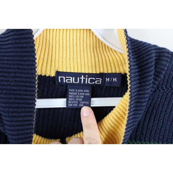 90s Nautica Mens Medium Faded Striped Ribbed Knit… - image 6