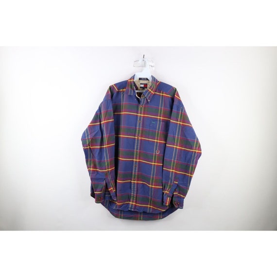 90s Tommy Hilfiger Mens Large Distressed Collared 