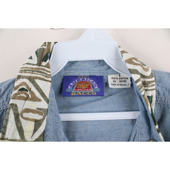 90s Streetwear Womens Small Faded Chambray Abstra… - image 5