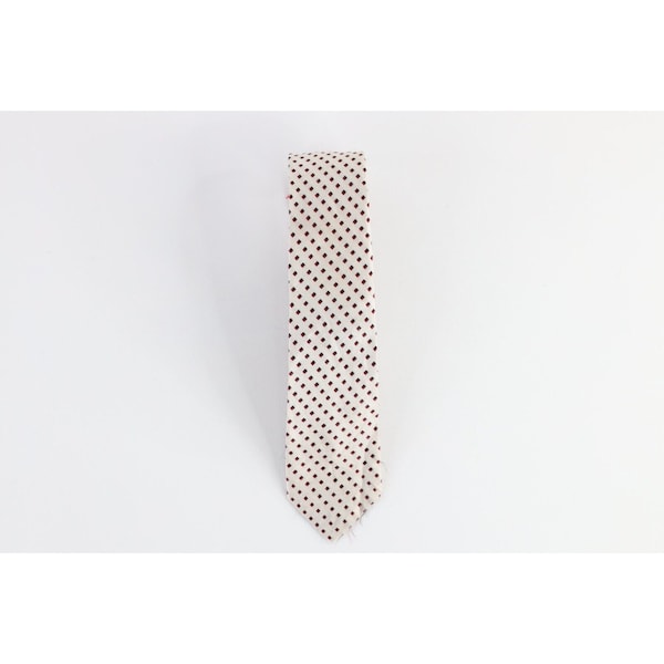 60s Christian Dior Distressed Silk Diamond Skinny Neck Tie White USA, Vintage Mens Neck Tie, 1960s Christian Dior Tie, Vintage Wedding Tie