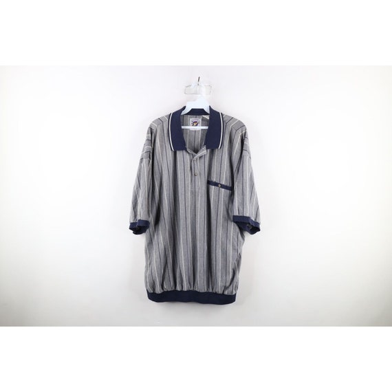 90s Streetwear Mens 2XL XXL Faded Striped Collare… - image 1