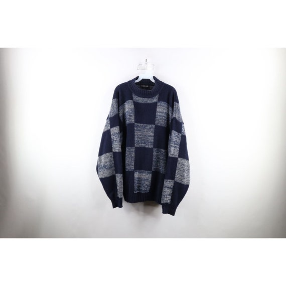 90s Streetwear Mens XL Baggy Fit Checkered Knit Mo