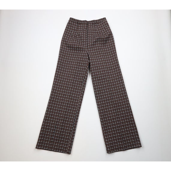 70s Streetwear Womens 13 / 14 Knit Houndstooth Be… - image 1