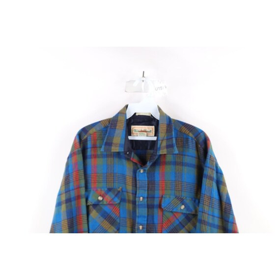 70s Streetwear Mens Size Large Rainbow Plaid Knit… - image 2