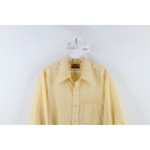 60s 70s Mens Large Distressed Gauzy Weave Collare… - image 2
