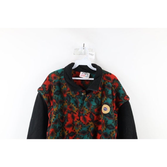 90s Streetwear Mens Large Rainbow Aztec Zip Off F… - image 2