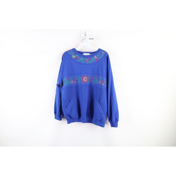 90s Streetwear Womens Large Faded Quilted Flower … - image 1