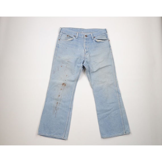 70s Streetwear Mens 34x28 Distressed Wide Leg Bel… - image 1