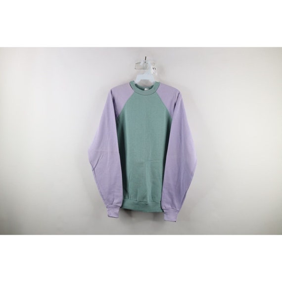 90s Streetwear Womens Large Blank Pastel Color Bl… - image 1
