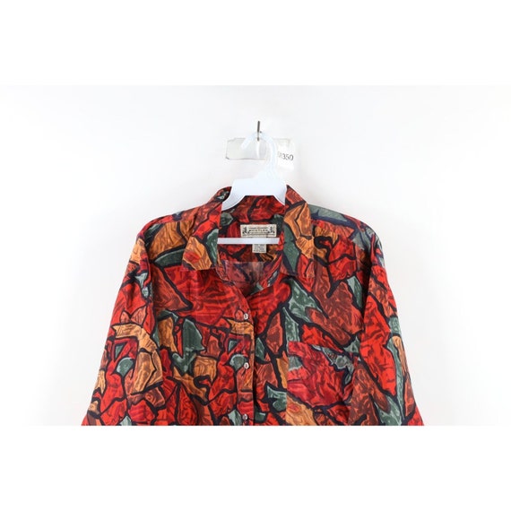 90s Streetwear Womens Medium Silk Abstract Flower… - image 2