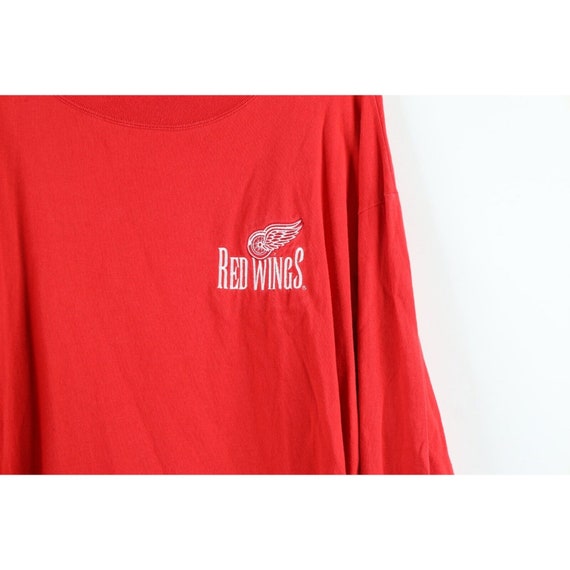 90s Mens XL Faded Spell Out Detroit Red Wings Lon… - image 4