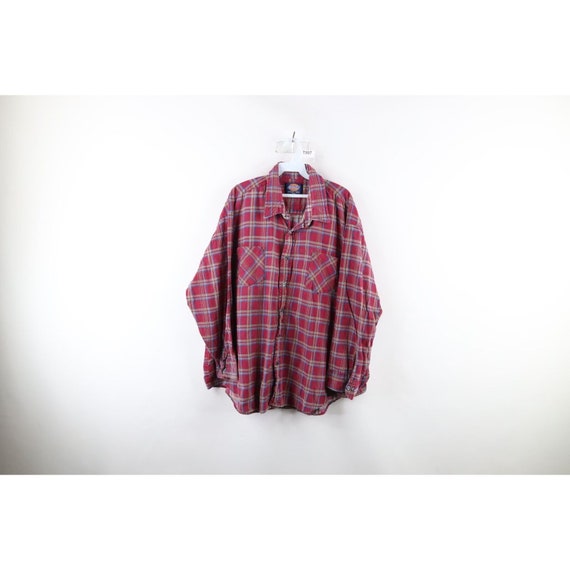 90s Dickies Mens 3XL Distressed Collared Flannel … - image 1