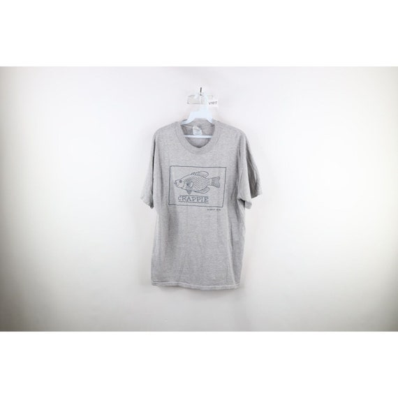 90s Streetwear Mens Large Spell Out Funny Comic Crappie Fish