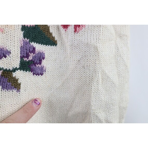 90s Streetwear Womens Medium Flower Embroidered K… - image 4
