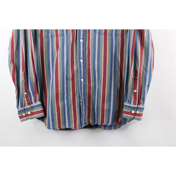 90s Streetwear Mens Large Distressed Rainbow Stri… - image 4