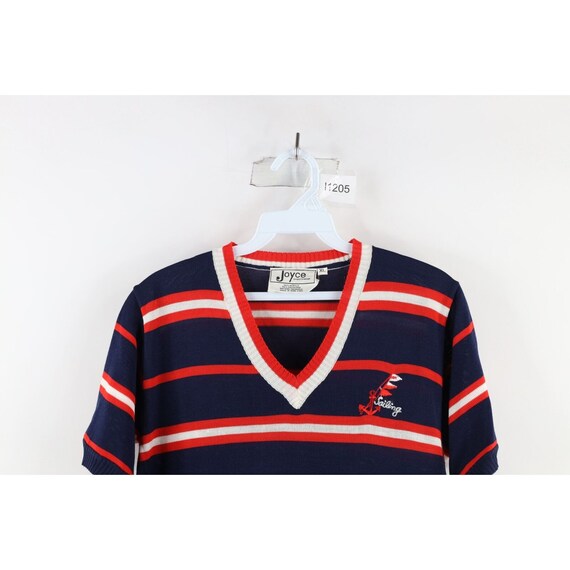 70s Womens XL Striped Lightweight Knit Sailing Sh… - image 2