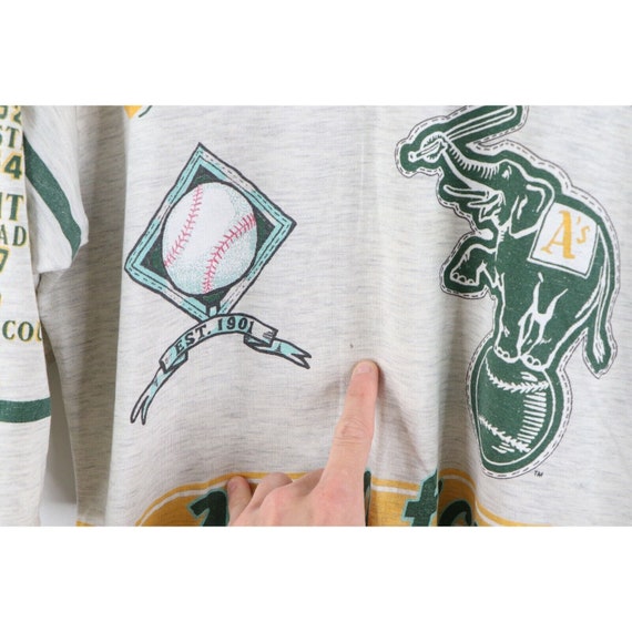 90s Mens Large Oakland Athletics All Over Print 3… - image 5