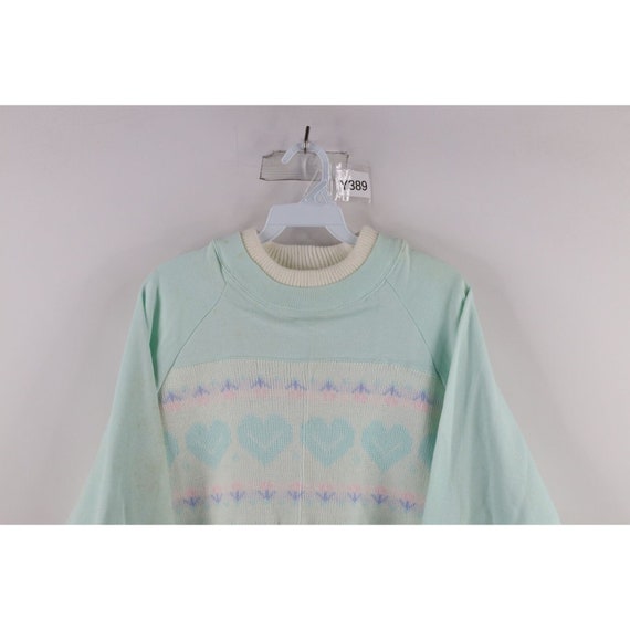 90s Streetwear Womens Large Pastel Flower Heart F… - image 2