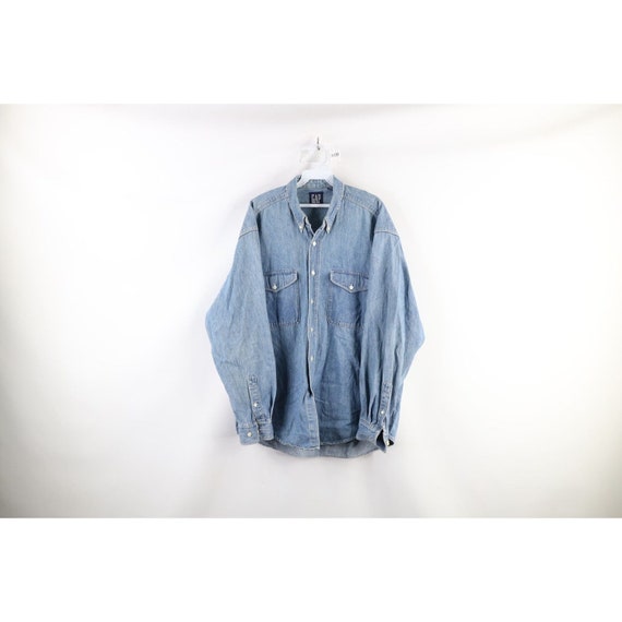 90s Gap Mens Large Distressed Double Pocket Denim… - image 1