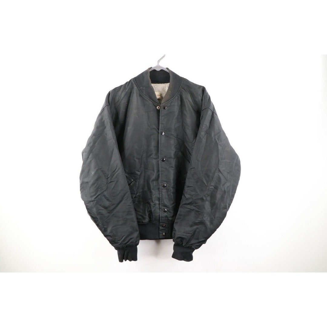 70s Felco Mens XL Distressed Sherpa Fleece Lined Satin 70s Felco Mens XL Distressed Sherpa Fleece Lined Satin