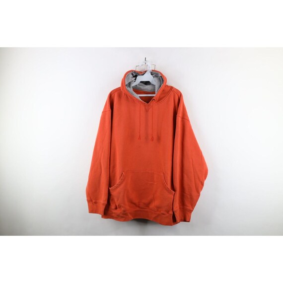 90s Streetwear Mens XL Faded Blank Heavyweight Hoodie Sweatshirt 