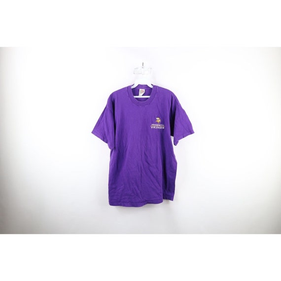 90s Mens XL Faded Spell Out Minnesota Vikings Foo… - image 1