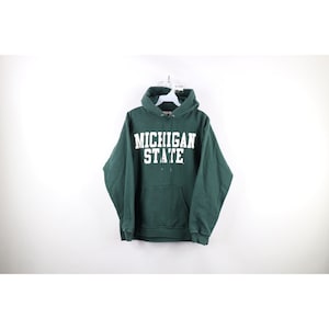 90s Mens Small Faded Spell Out Michigan State University Hoodie Sweatshirt, Vintage Michigan State Spartans Sweatshirt, 1990s MSU Sweatshirt