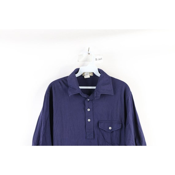 70s LL Bean Mens XLT Faded Lisle Cotton Collared Polo Shirt Blue