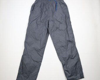 90s Reebok Mens 2XL XXL Spell Out Lined Wide Leg Pants Gray Nylon, Vintage Reebok Wide Leg Pants, 1990s Reebok Pants, Vintage Reebok Pants