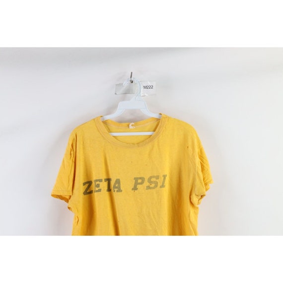 60s 70s Mens XL Thrashed Thin Spell Out Zeta Psi … - image 2