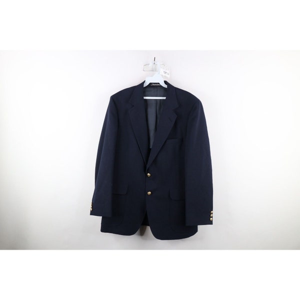 70s Mens 42R Distressed Wool 2 Button Suit Coat Blazer Jacket Navy Blue, Vintage Suit Coat Jacket, 1970s Blazer, Vintage Sport Coat Jacket