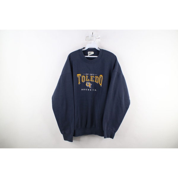 90s Mens XL Distressed Spell Out University of Toledo Sweatshirt USA, Vintage Toledo Rockets Sweatshirt, 1990s University of Toledo Crewneck