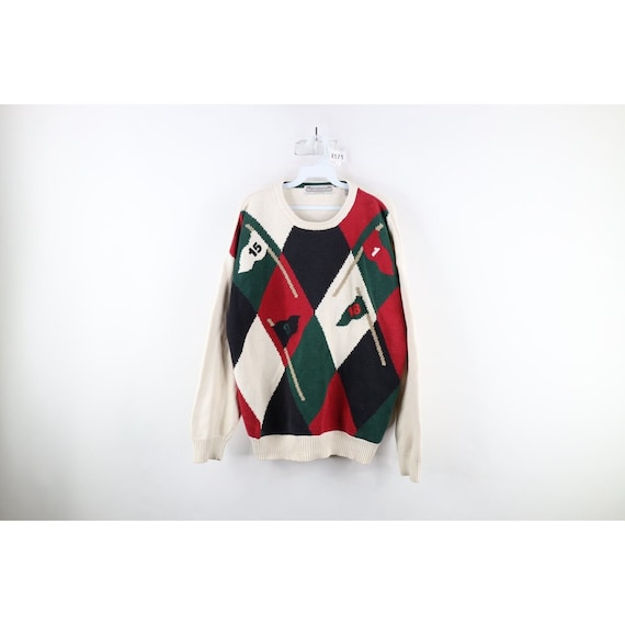 90s Streetwear Mens XL Argyle Diamond Golfing Gol… - image 1