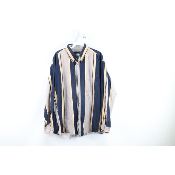 90s Streetwear Mens 2XL Faded Striped Color Block… - image 1