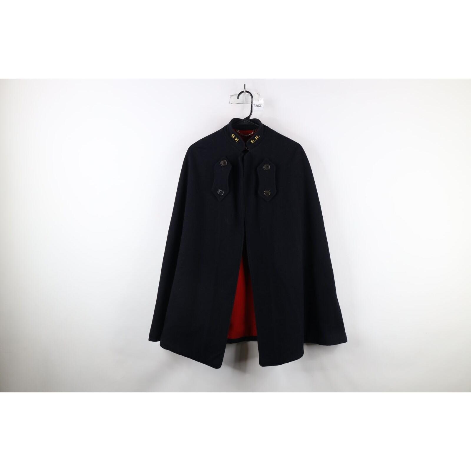 40s 50s Womens OSFA Wool Military Nurse Cloak Cape Navy Blue