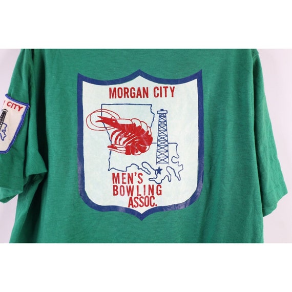 70s Mens Large Faded Spell Out Morgan City Bowlin… - image 8