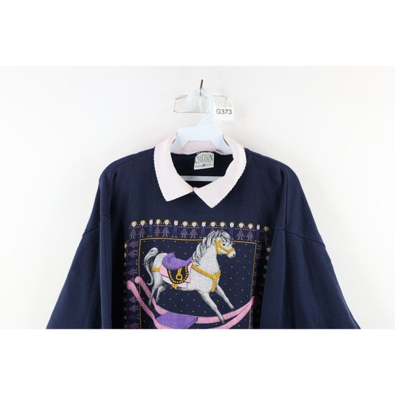 90s Streetwear Womens Large Faded Rocking Horse C… - image 2